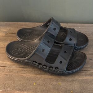 CROCS Women's Black Dual-Strap Slide Sandals